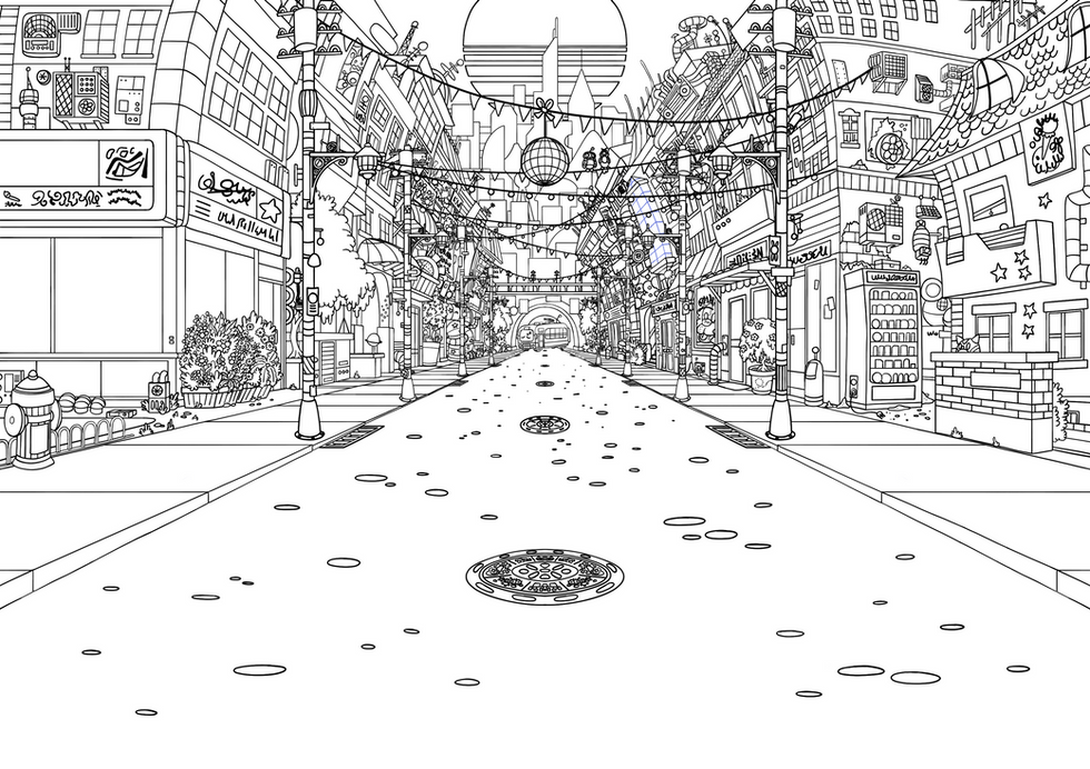 Linework for the third background for the chorus of the Euphony music video.