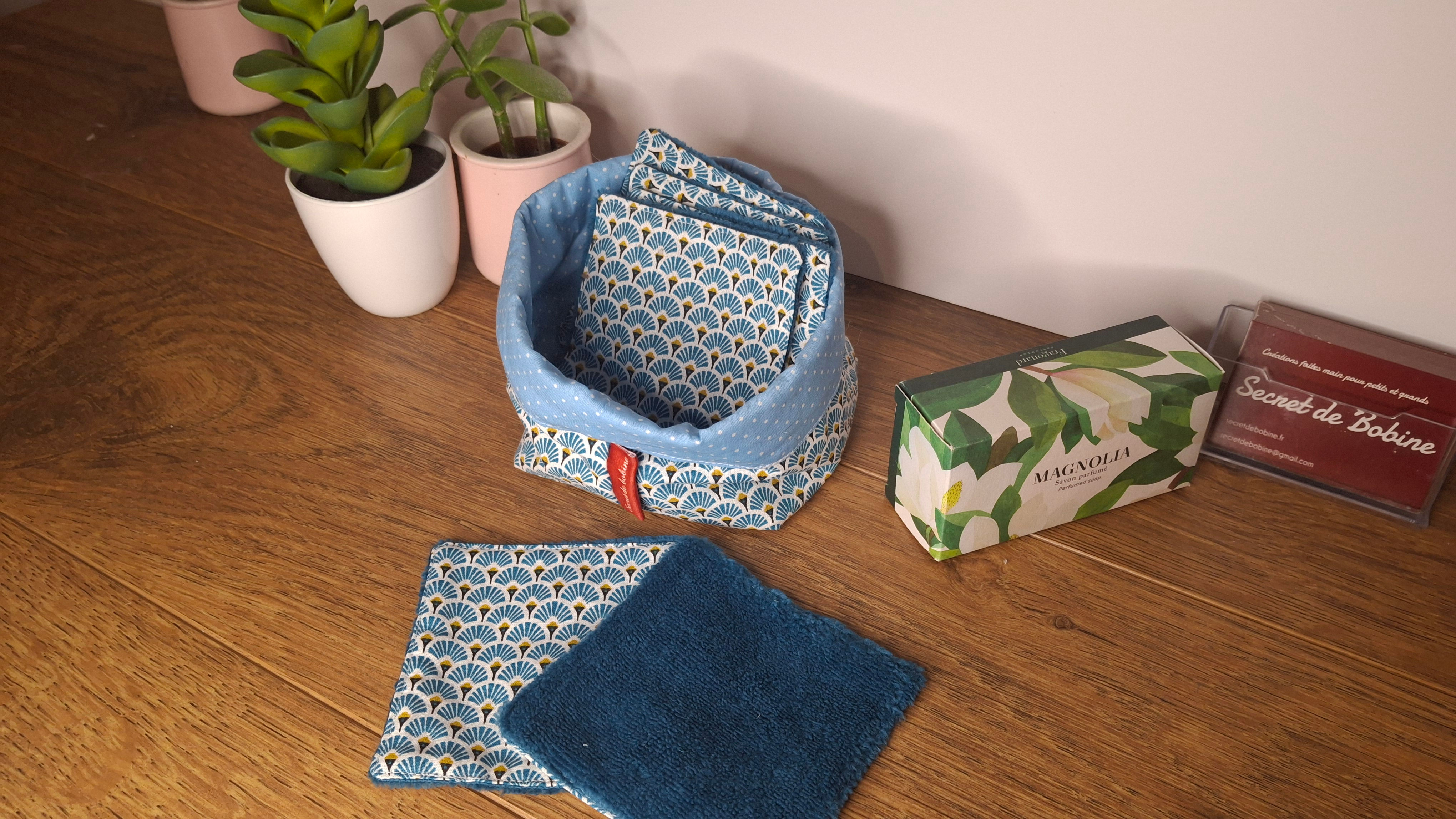 Lingettes lavables et sa panière