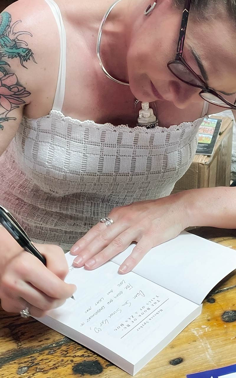 Rebecca Spyker dedicating a book