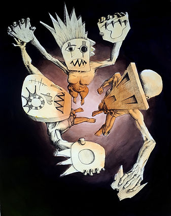 Hugh Kerr | Carnival | arcylic and ink paper | 52 x 70cm | 2017