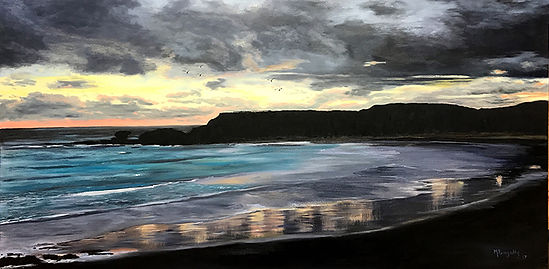 Mark Bagally | Day Break Torquay | oil on board | 120 x 60cm | 2017
