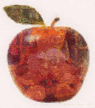 Leah Emery | Who Told You You Were Naked | Embroidery thread on aida cloth | 43 x 46cm | 2016