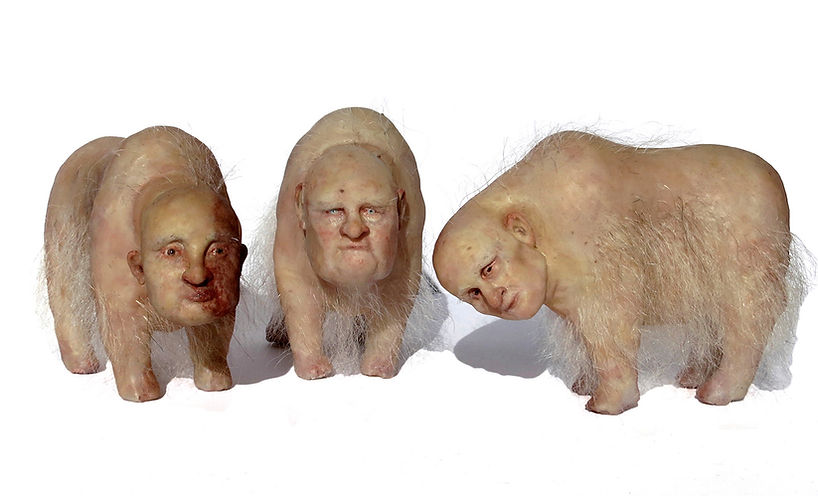The Secret Conversation of Snow Yaks, sculpture created by New South Wales artist, Lauri smith