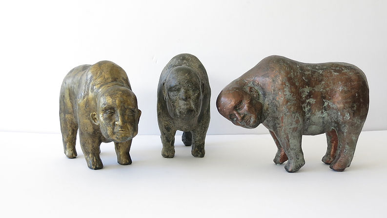 The Secret Conversation of Snow Yaks, sculpture created by New South Wales artist, Lauri smith - stone version