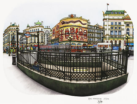 John Procter | Going Underground | Copic Markers, Gouache on Cresent Board | 2014