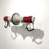 Andy Mullens | Hear! Hear! | megaphones and times | 70 x 30 x 20cm | 2017