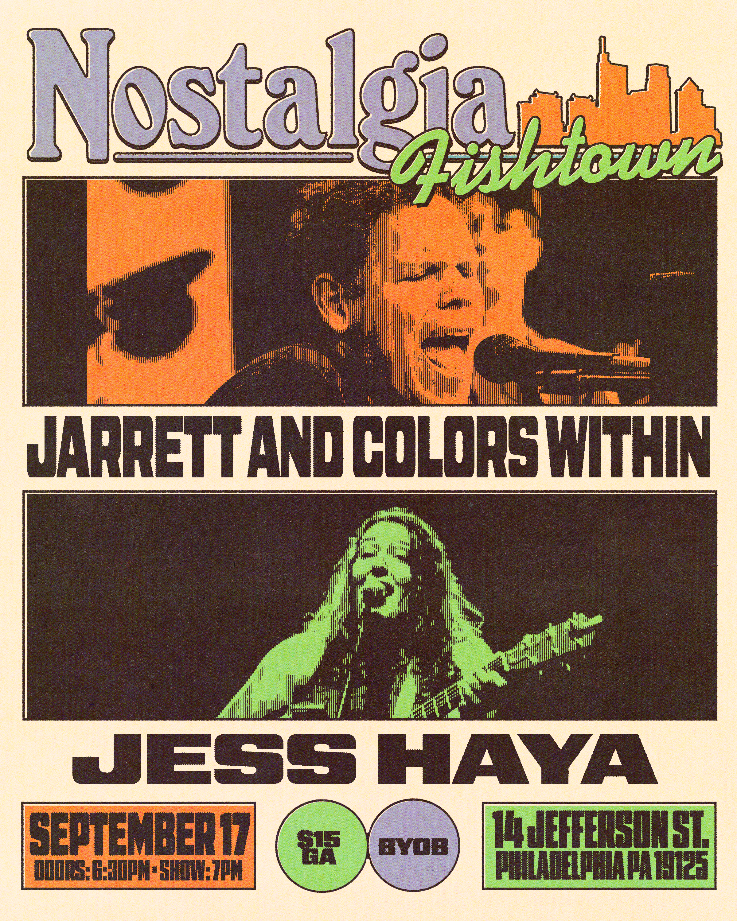Jarrett and Colors Within & Jess Haya - Thursday, September 17 at 6:30 PM at Nostalgia Fishtown in Fishtown, Philadelphia