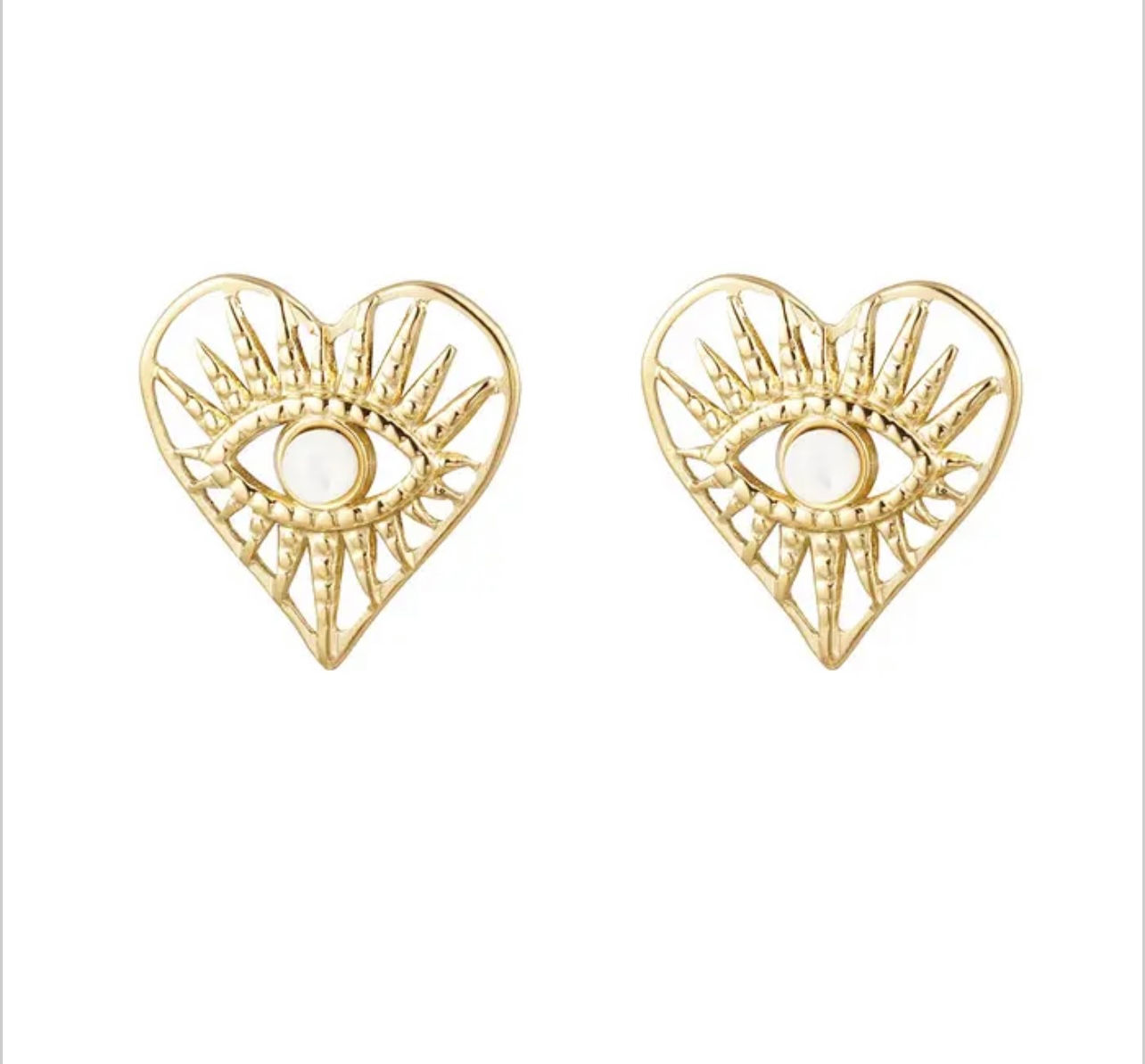Ear studs “heart with eye” GOLD