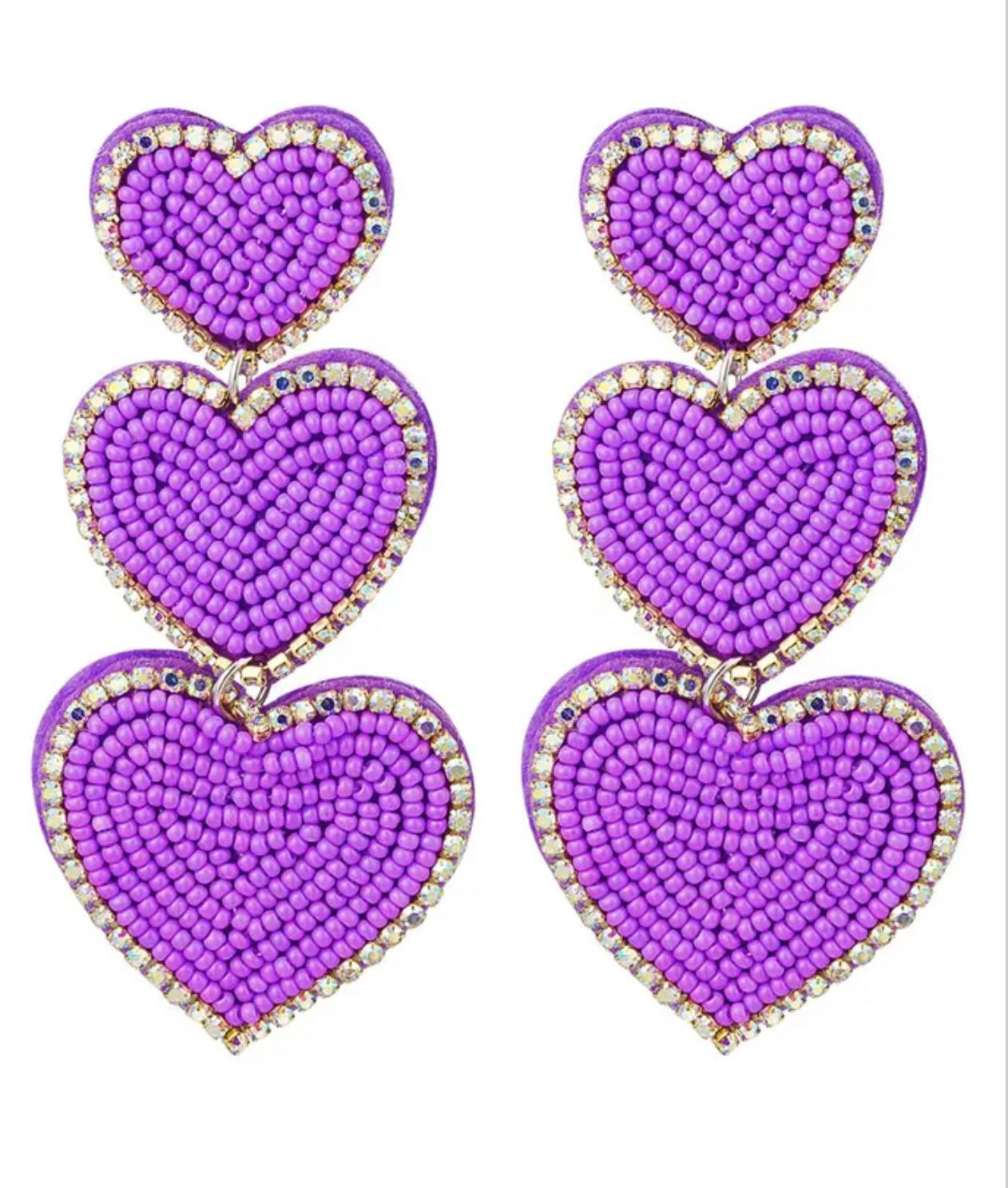 Earrings beads 3x hearts