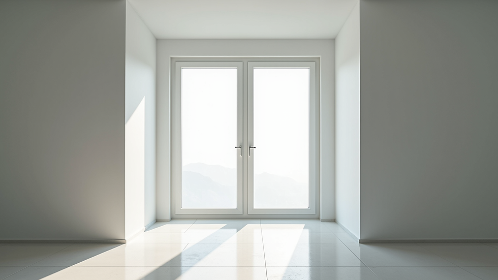 Eye-level view of a modern window installation in a bright room