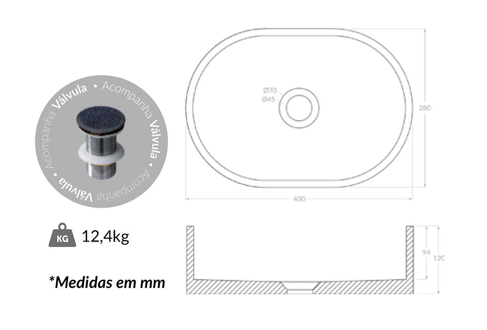 Miniatura: Cuba de apoio Oval pequena  GeoStone