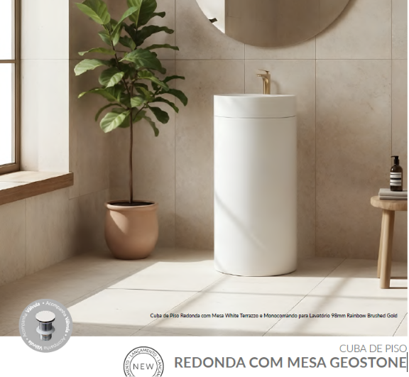 Cuba de Piso Redonda com mesa em GeoStone Doka