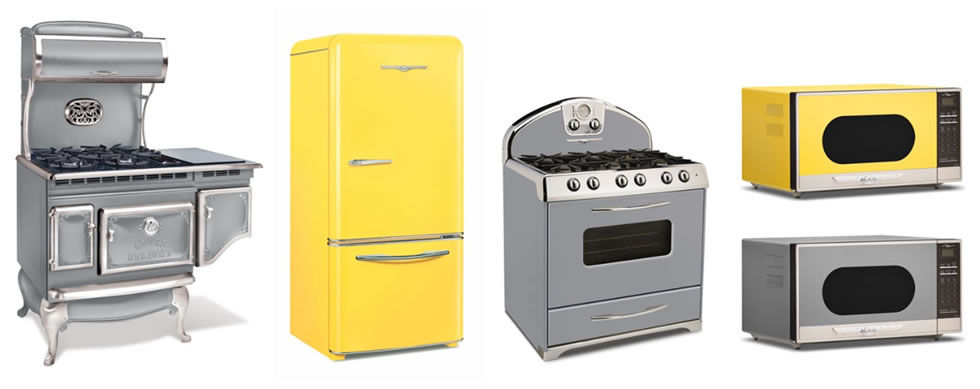 Image of Elmira Stove Works kitchen appliances painted in the 2021 Pantone Color of the Year
