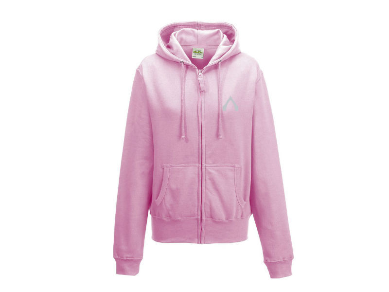 sweat femme capuche et tirette baby-pink