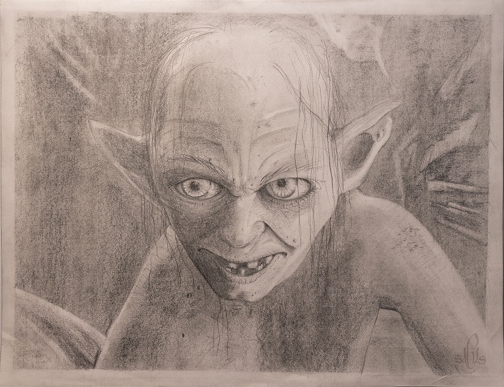 Gollum et Smeagol en reflelt dans son oeil gauche_Dessin 2048px_par Sachas