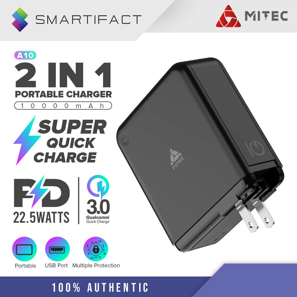 Mitsushi & MITEC A10 10000mAh Powebank 22.5W Fast Charging Power Bank, 2-in-1