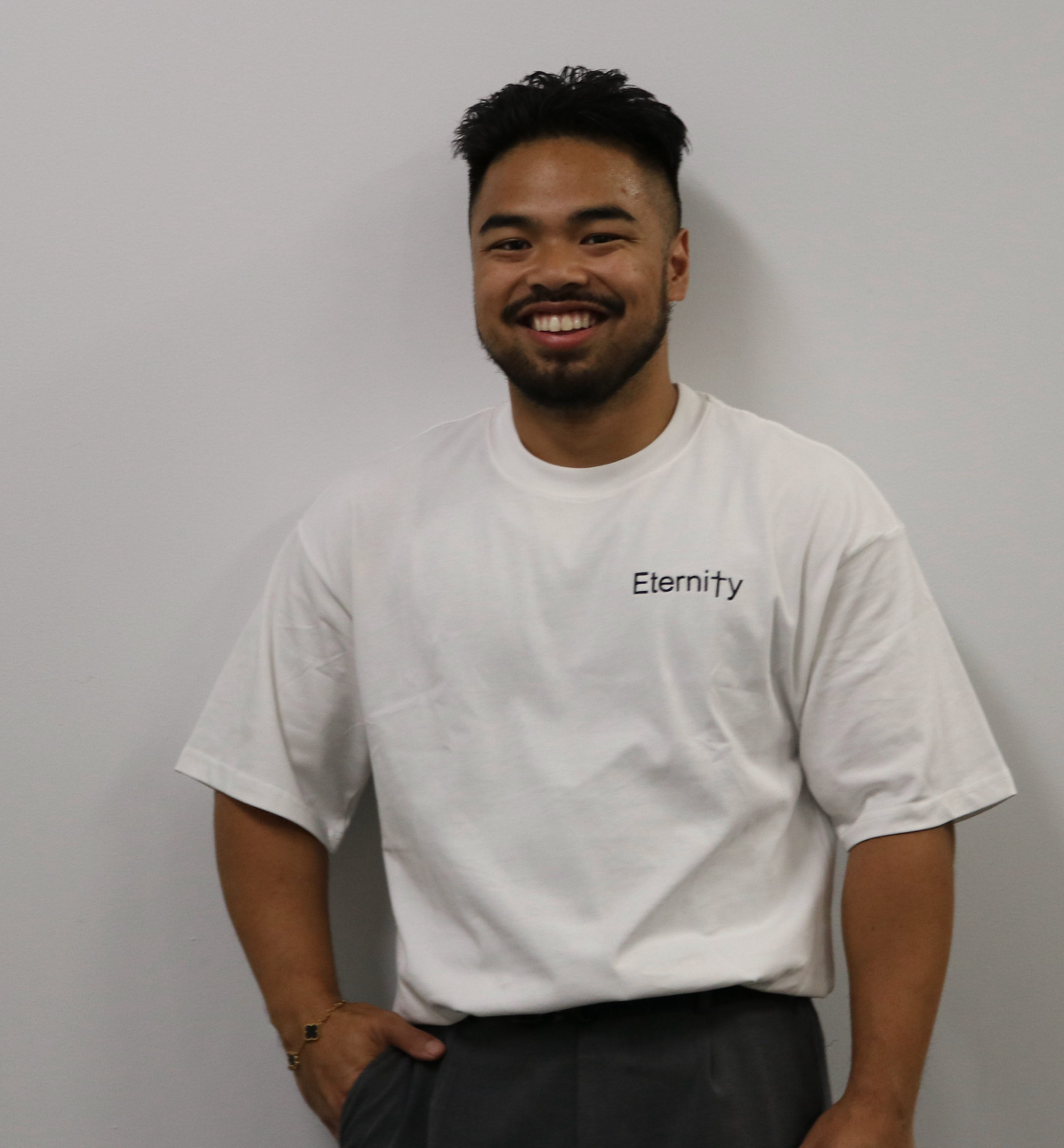 Unisex White T shirt- Side logo