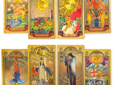 KIINO 78 Gold foil Tarot Cards with Guide Book Tarot Deck for Beginners and Professional Player with Box Tarot PVC Durable Waterproof Wrinkle Resistant