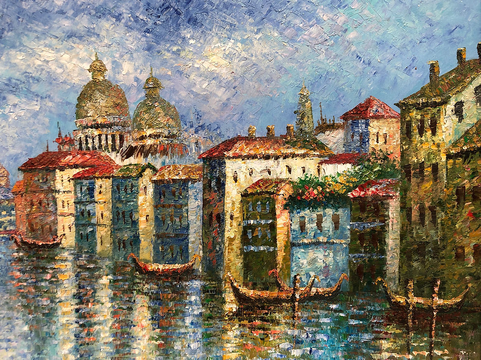 Thumbnail: Original Framed Oil Painting Landscape Venice Impressionism
