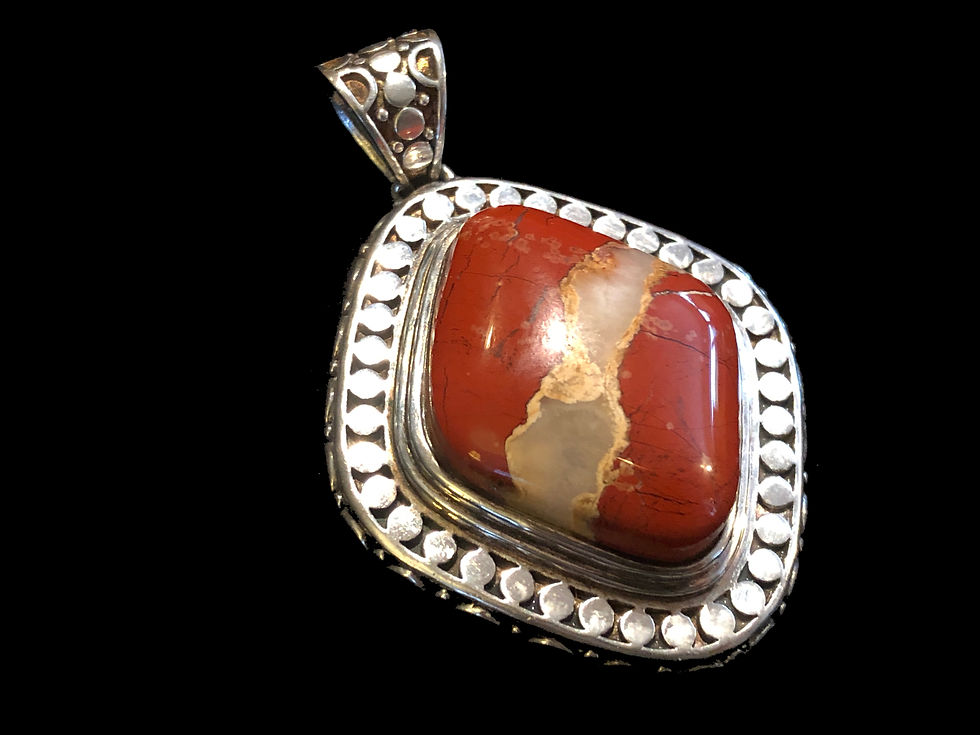 Thumbnail: Antique Red Jasper Inlay Sterling SIlver Pendant