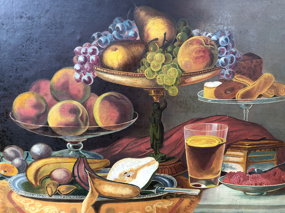 Thumbnail: Antique Oil Painting Still Life Afternoon Tea