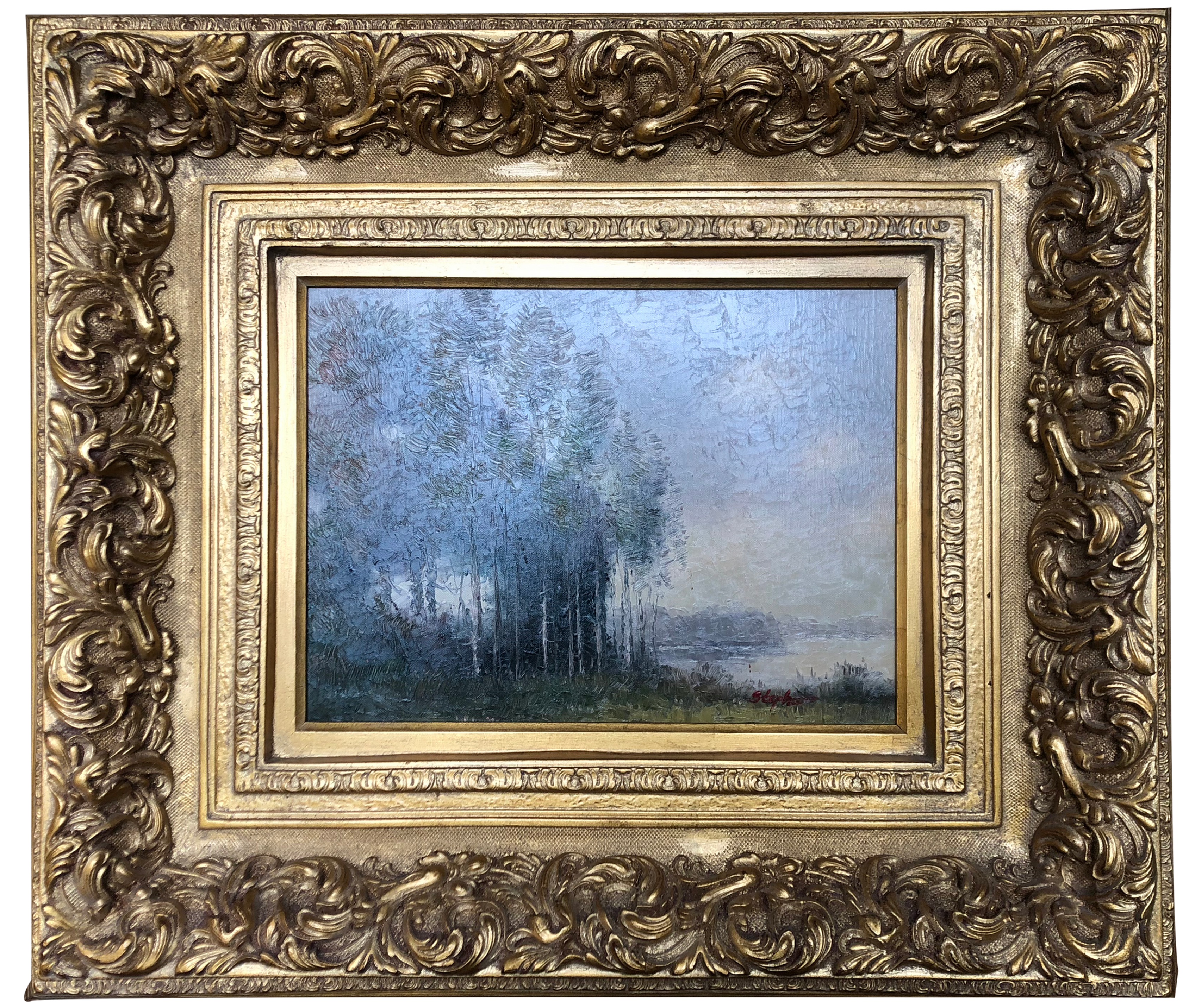 Antique Auction Framed  Oil Painting landscape by STEPHANO