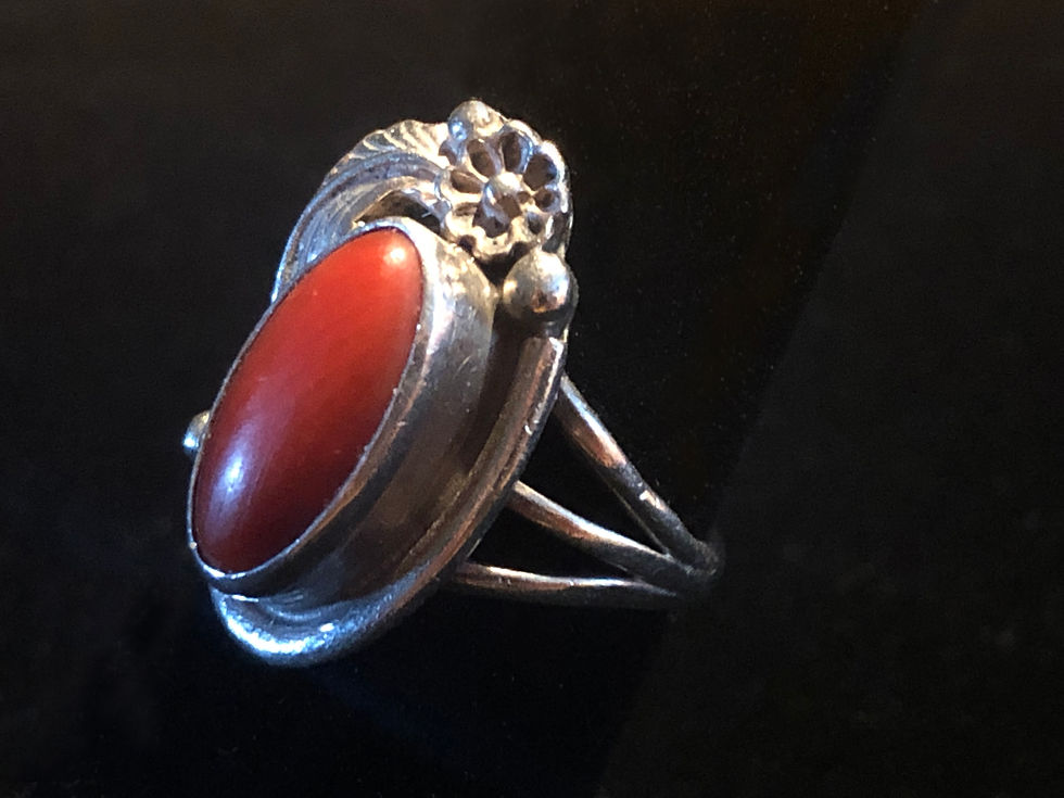Thumbnail: Native American Sterling SIlver  AkA Coral Ring SZ 6