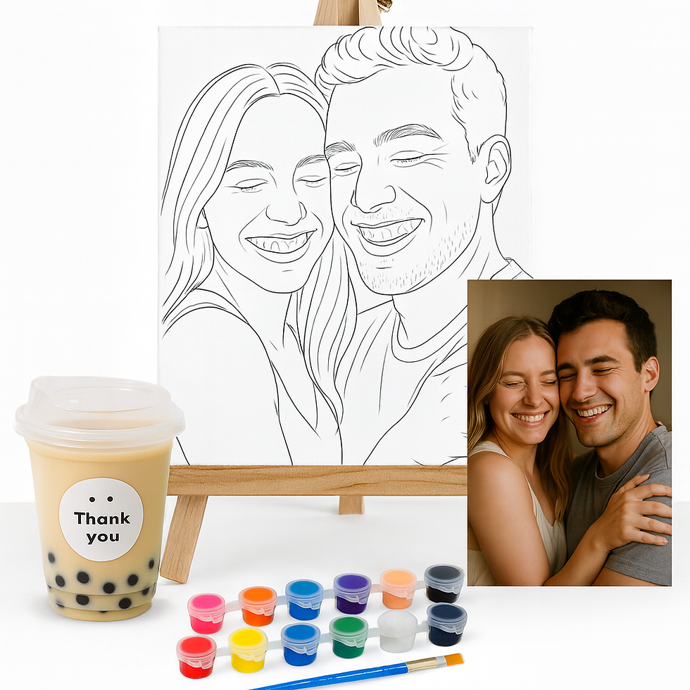 Thumbnail: custom pre-drawn canvas Paint & Sip