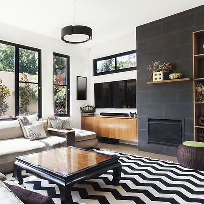 a black and white living room