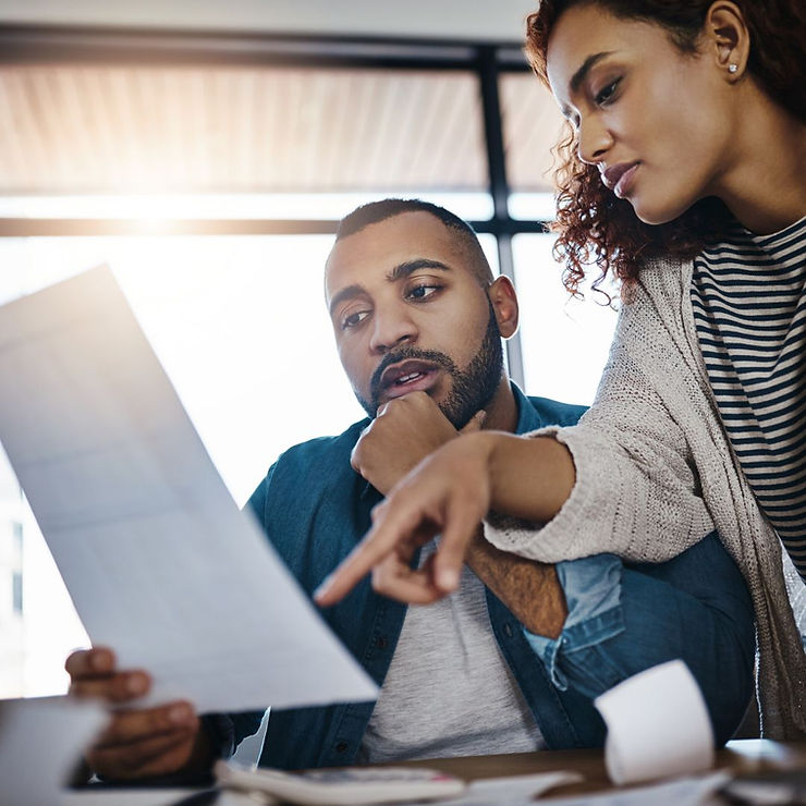 couple looking at contractor options