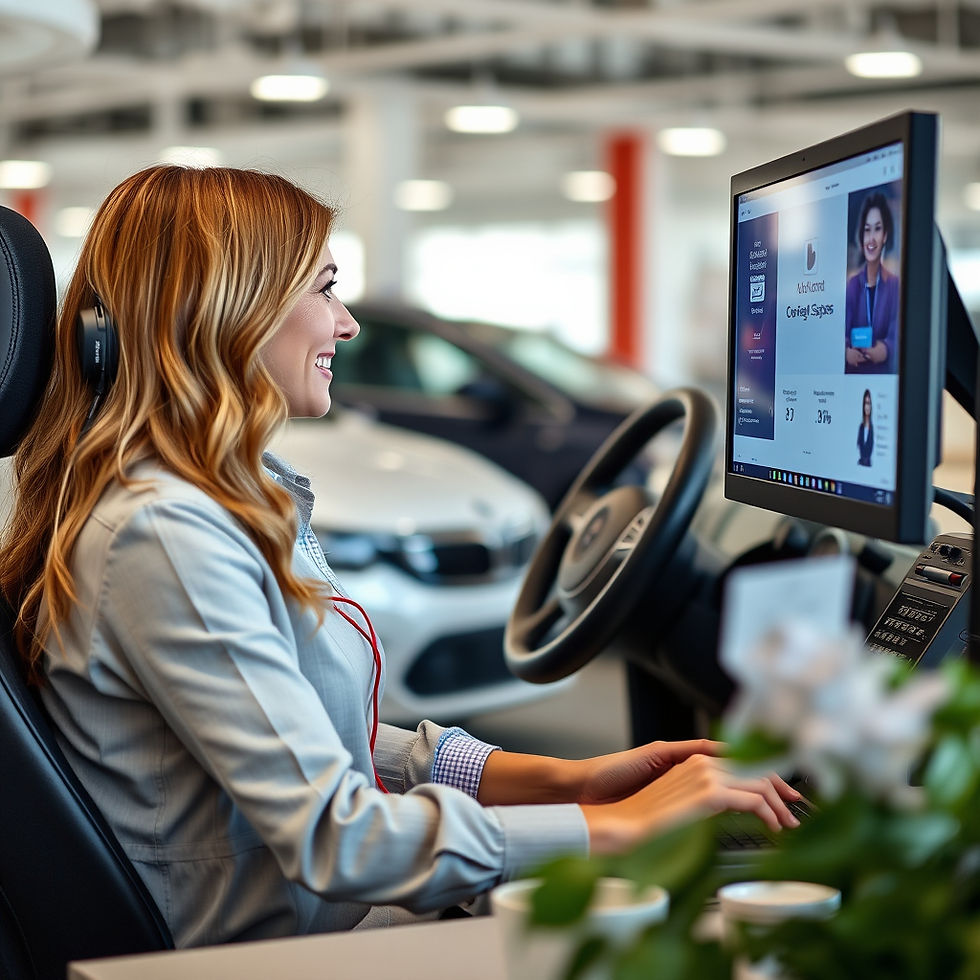 nina directrice marketing devant son écran d'ordinateur dans une concession automobile .jpg