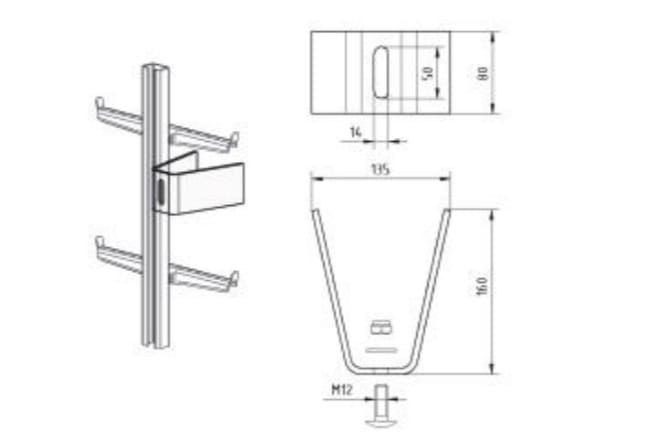 Staffa U - Inox - L160 mm - Tractel