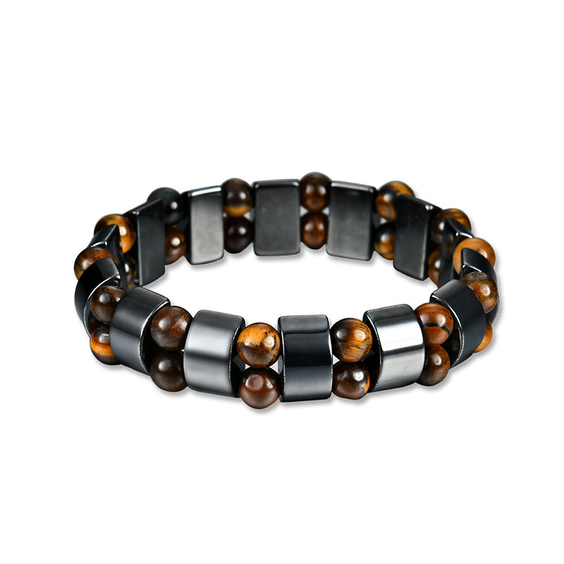 Tiger Eye & Hematite Stone Beads Bracelet Handmade DIY Jewelry Strand Charm Brac