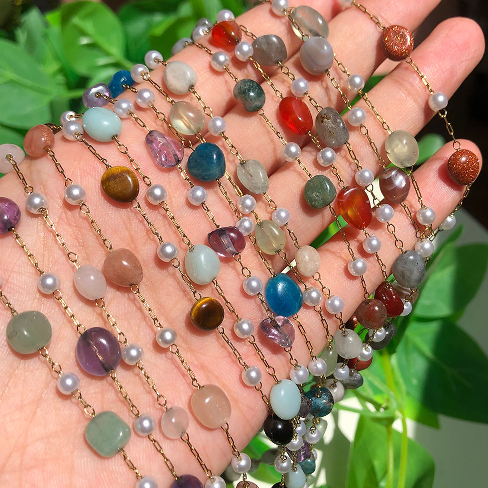 Thumbnail: Natural Stones Tainless Steel Quartz Gem Beads Chain DIY Charms for Jewelry Maki