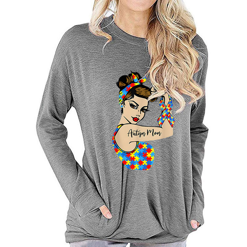 Thumbnail: Woman T-shirts Autism Squad Butterfly Essential Long-sleeved T-shirt Heart Autis