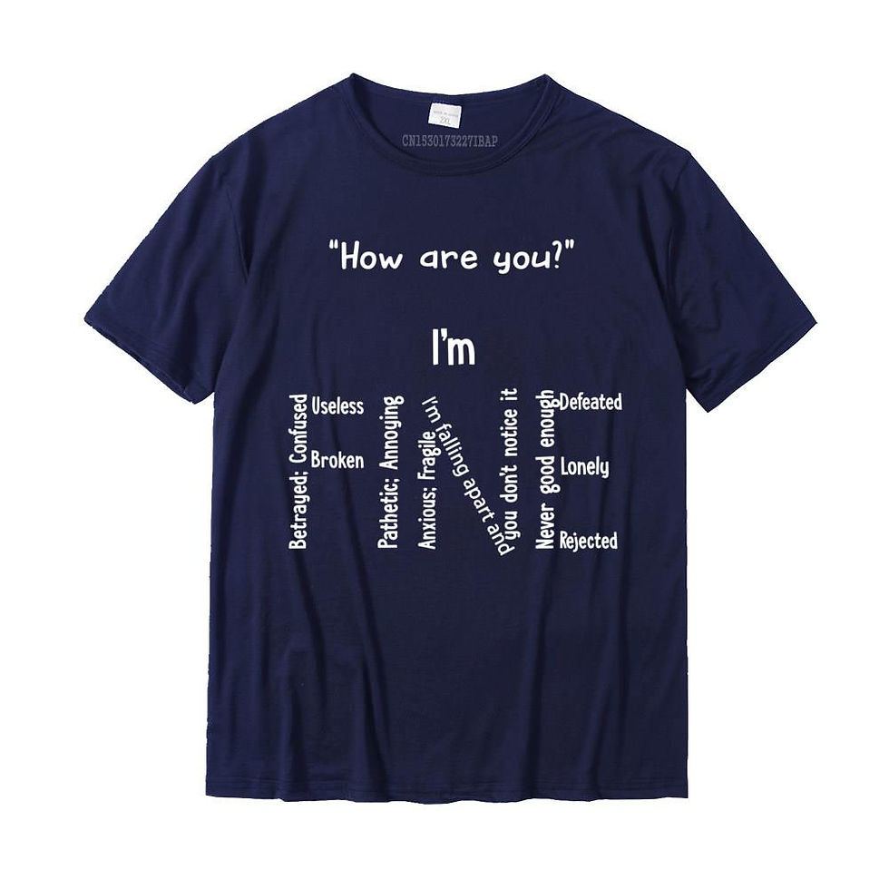 Thumbnail: Funny I'm Fine Depression Mental Health Awareness T-Shirt Short Sleeve T-Shirt M
