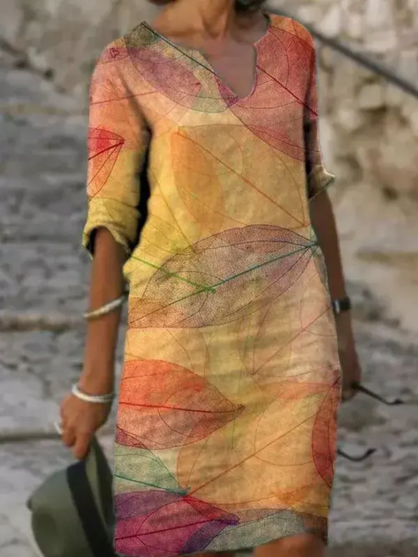 Thumbnail: Vintage Boho Printed Ruffle Loose Maxi Dress