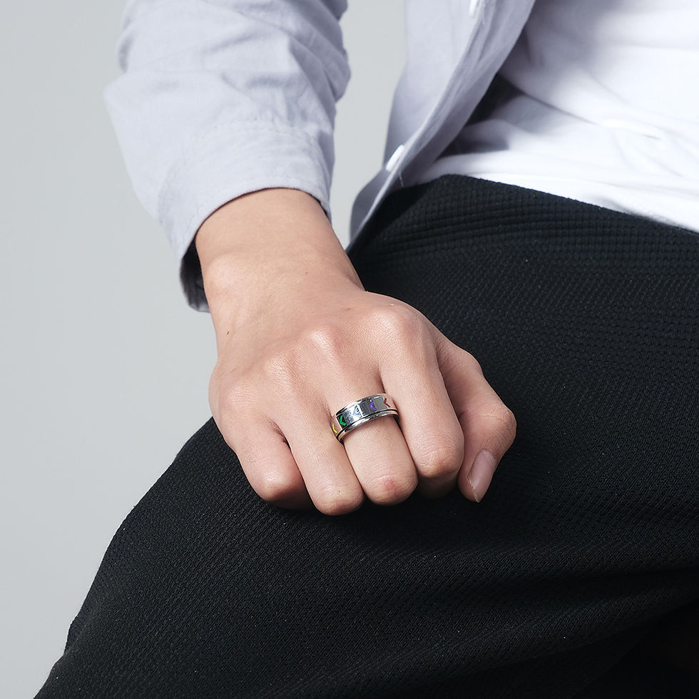 Miniatura: Anxiety Ring For Women Rainbow Stainless Steel Rings Trend Punk Rings Jewelry An