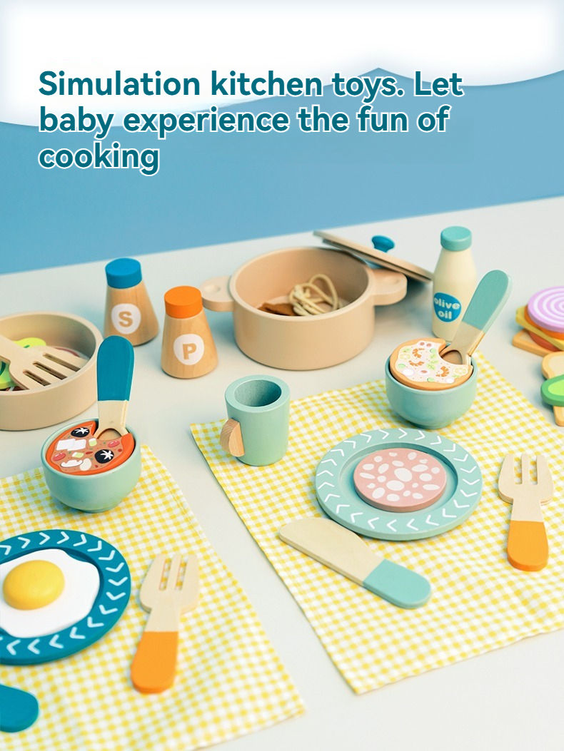 Thumbnail: Little Paws Wooden Cooking Set — Pretend Play Kitchen Utensils & Food