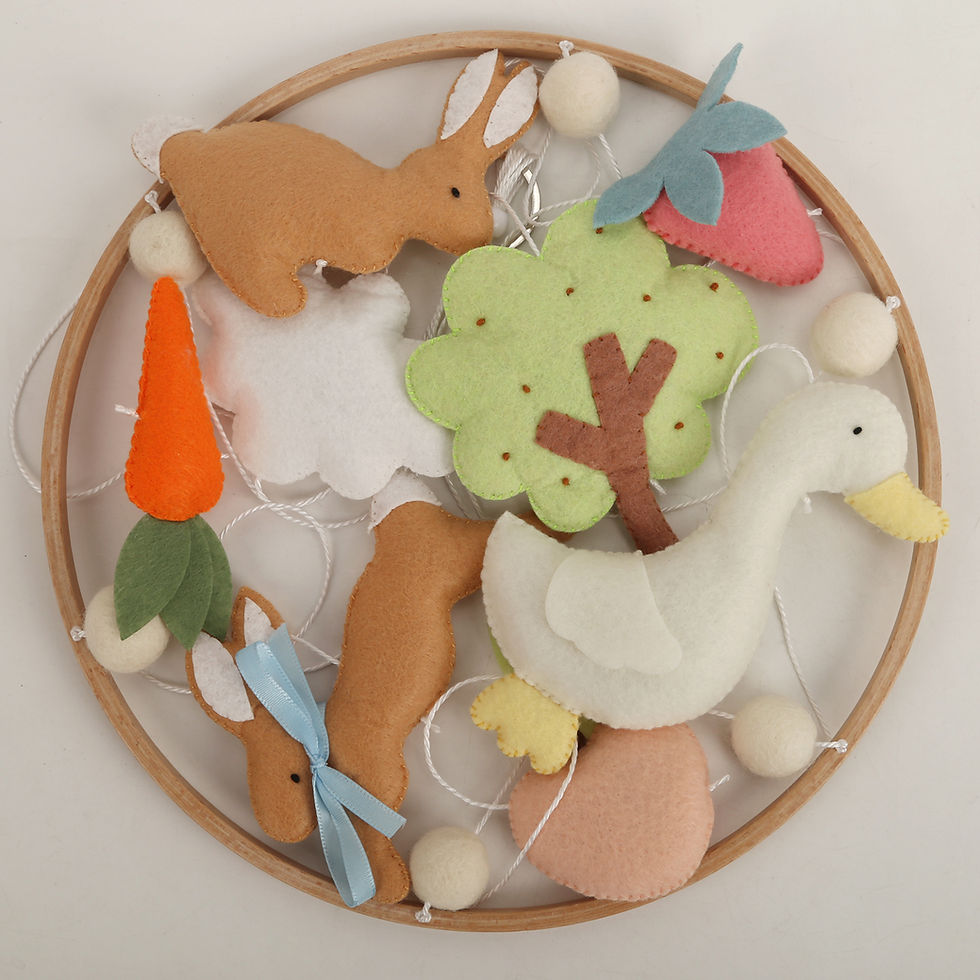 Thumbnail: Little Paws Garden Rabbit Felt Baby Mobile