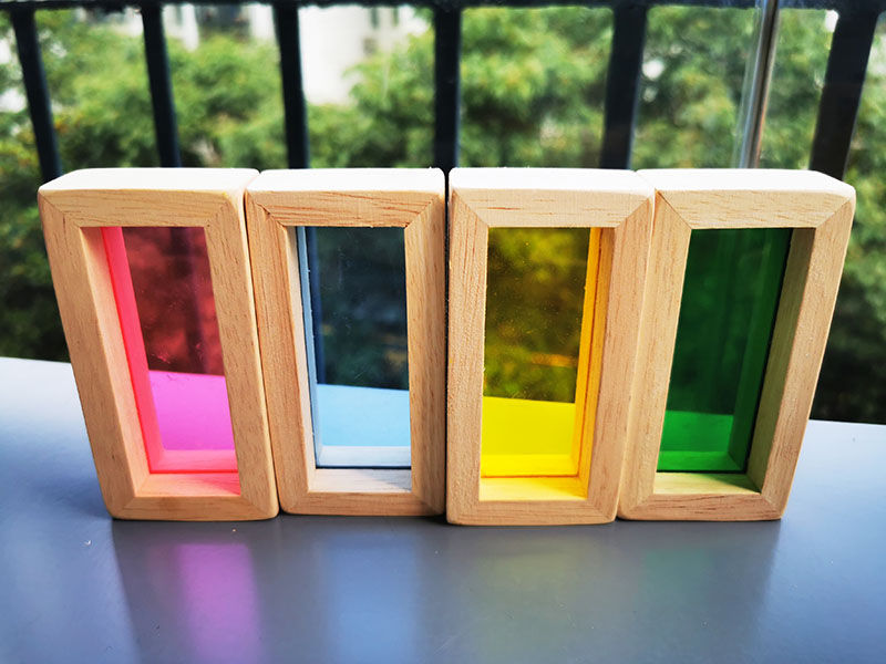 Thumbnail: Little Paws Wooden Rainbow Building Blocks — Sensory Stacking Set
