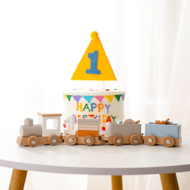 Thumbnail: Little Paws Montessori Wooden Toy Train Set
