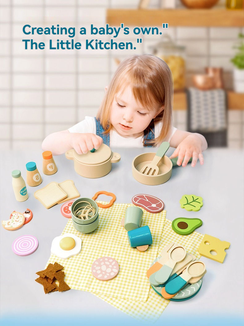 Thumbnail: Little Paws Wooden Cooking Set — Pretend Play Kitchen Utensils & Food
