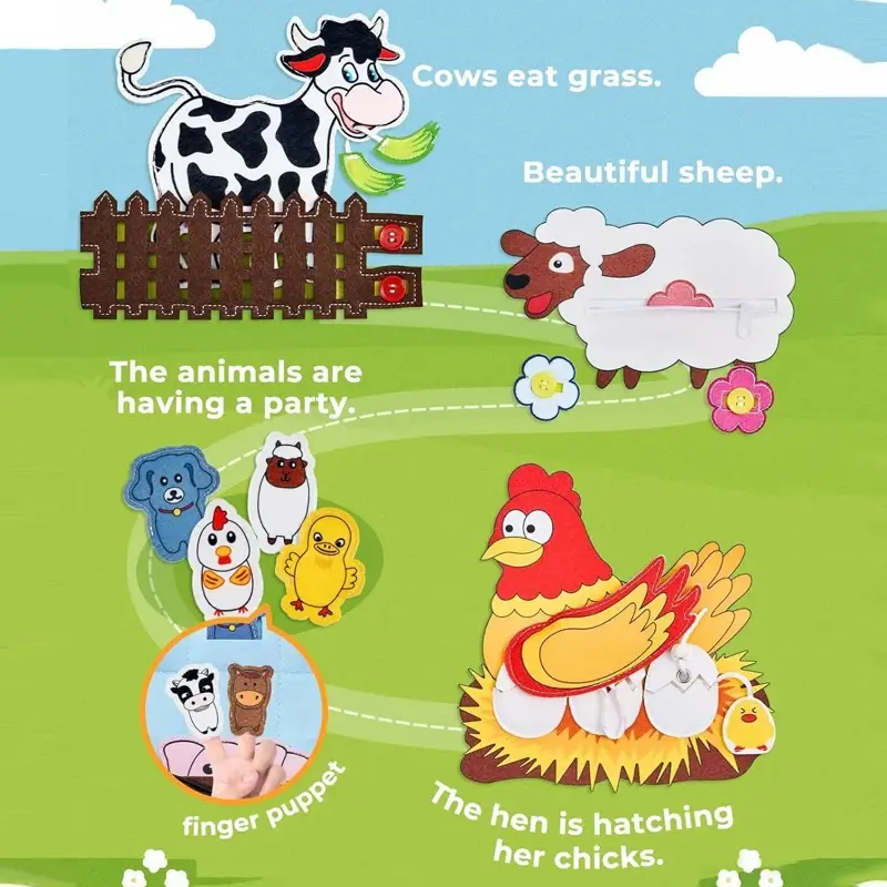 Thumbnail: Little Paws Montessori Felt Quiet Book — Farm Animals
