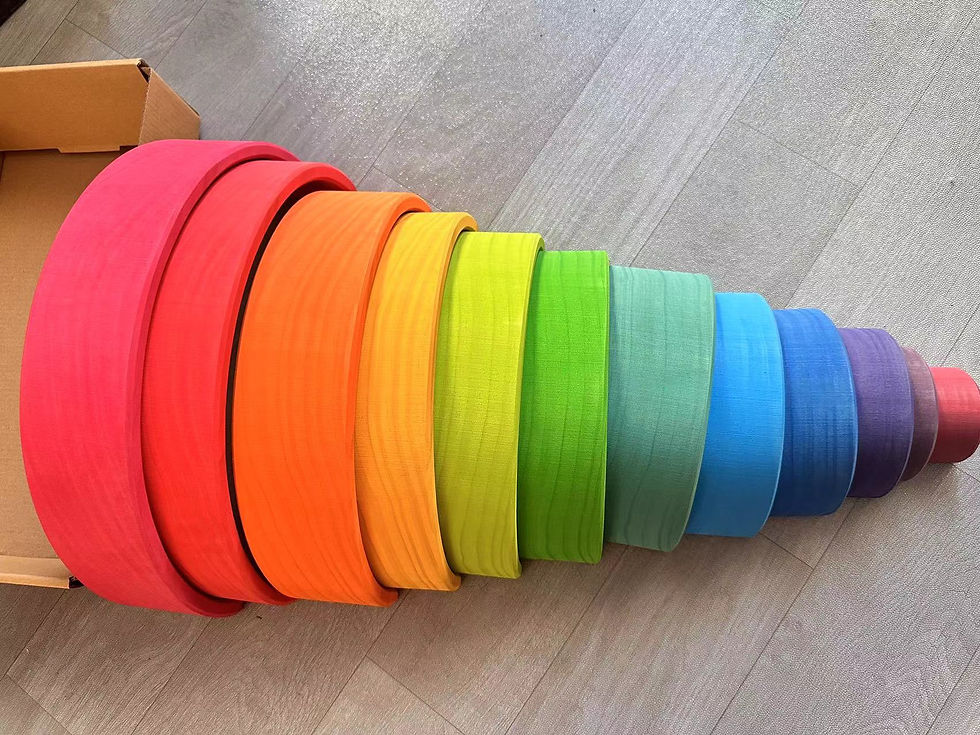 Thumbnail: Little Paws Rainbow Wooden Stacking Blocks — Montessori Arch Set