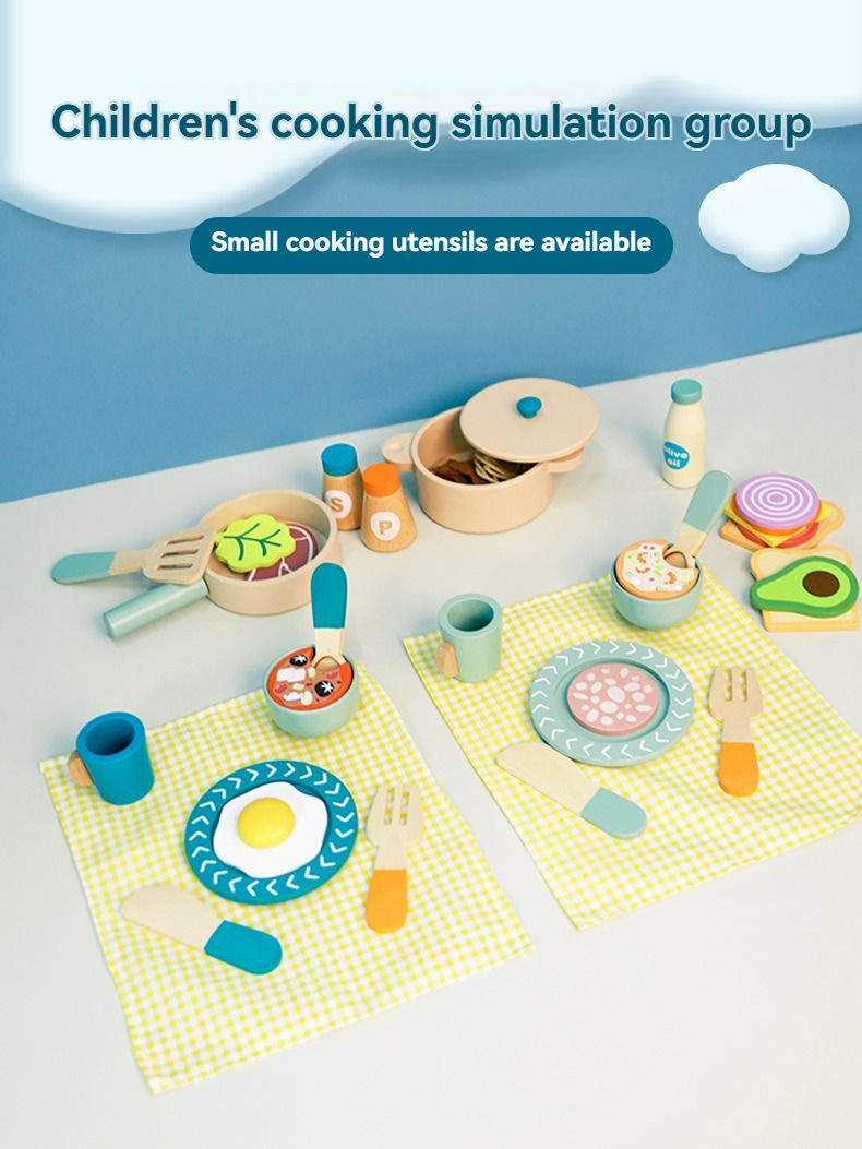 Thumbnail: Little Paws Wooden Cooking Set — Pretend Play Kitchen Utensils & Food