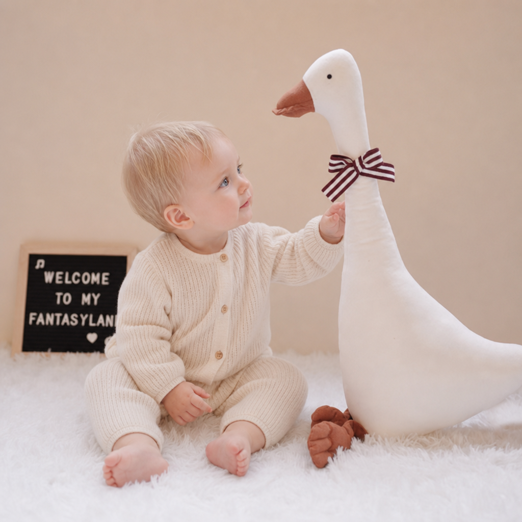 Little Paws White Goose Plush Pillow