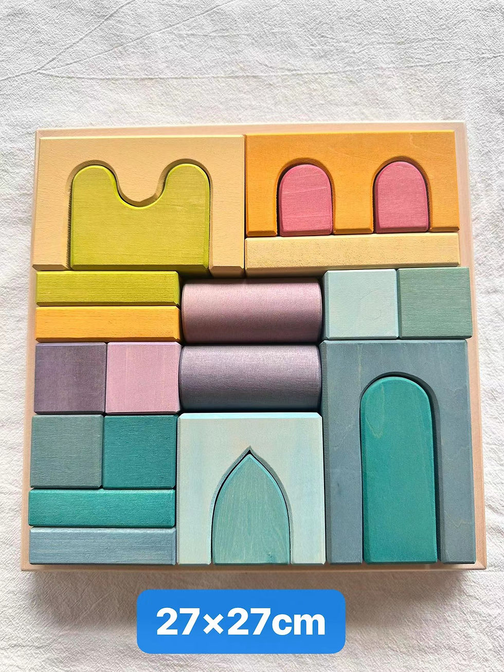 Thumbnail: Kids Wooden Toys Pastel Nordic Buiding Blocks Stacking Crochet House  Animals Ra