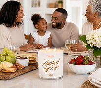 Apple of My Eye soy candle for family gatherings and home entertaining.
