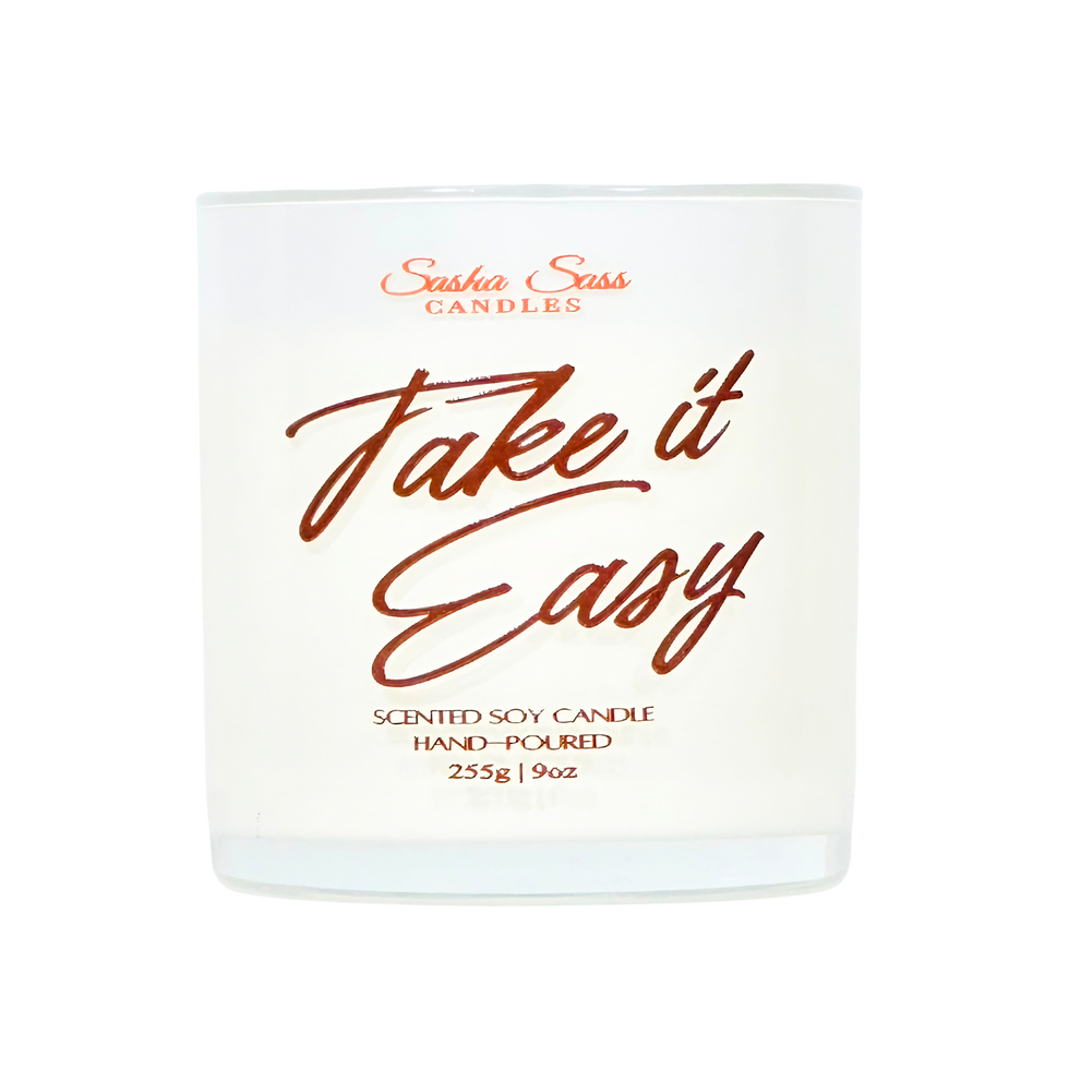 Thumbnail: Take It Easy 9 oz soy candle with front label in glass jar